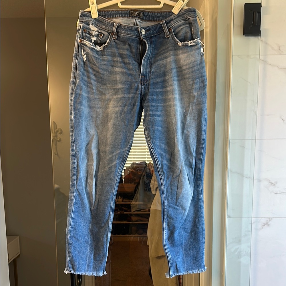 Abercrombie & Fitch Blue Boyfriend Jeans with Vintage Fading